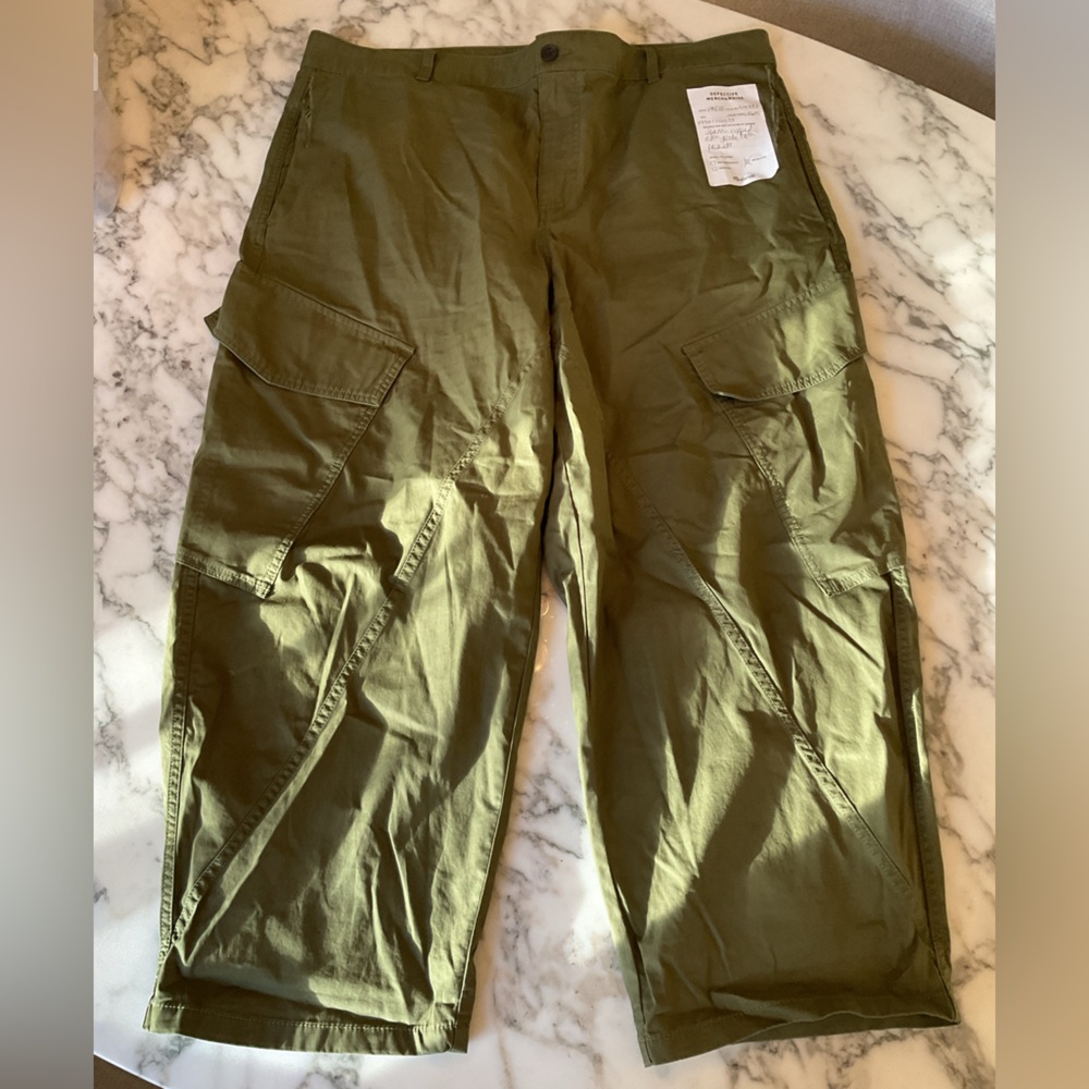 EUC Madewell Barrel-Leg Utility Pant in Garment-Dyed Twill Army Green Sz 18 TORN - Picture 4 of 9